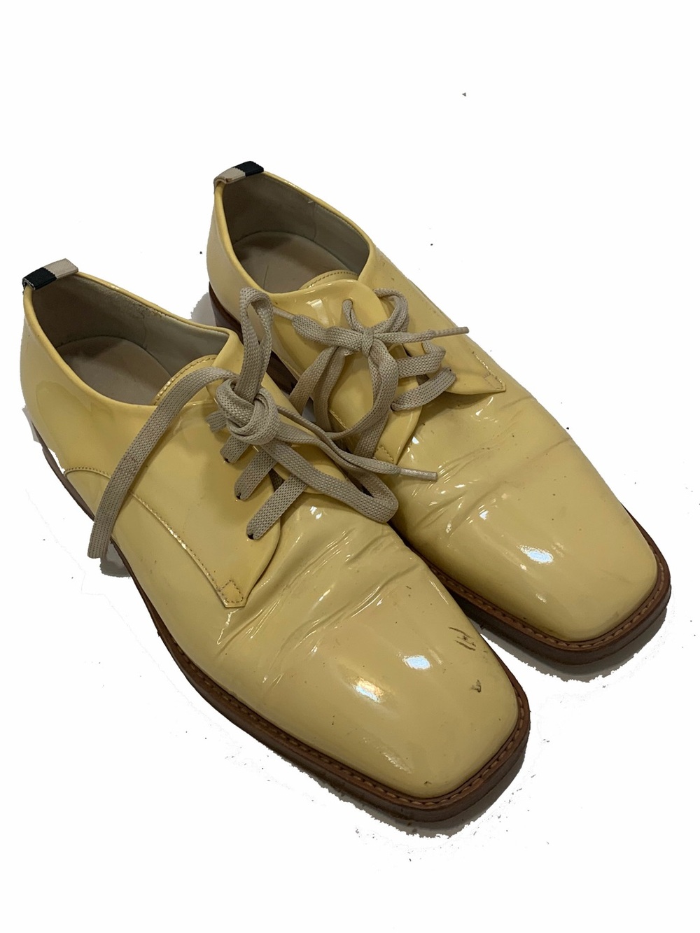 Miista women’s Patent Leather Derby Shoes Yellow
